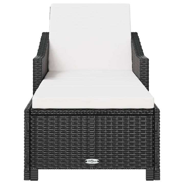 liggestol med cremefarvet hynde polyrattan sort