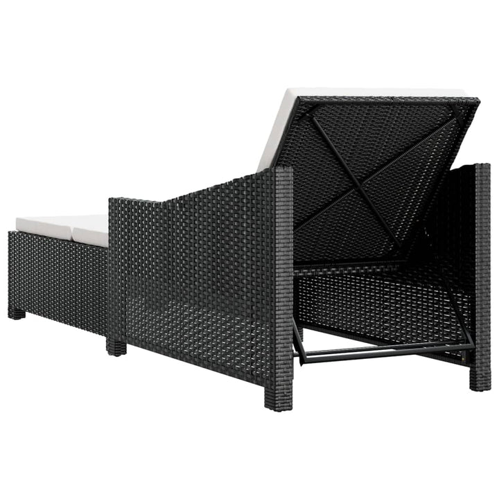 liggestol med cremefarvet hynde polyrattan sort