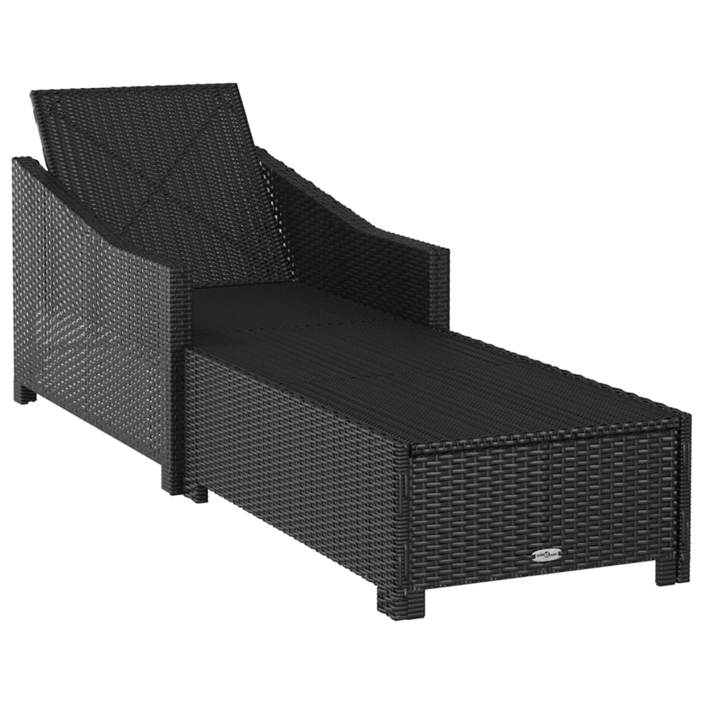 liggestol med cremefarvet hynde polyrattan sort