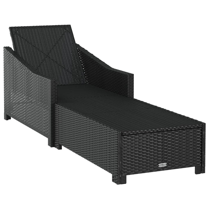 liggestol med cremefarvet hynde polyrattan sort
