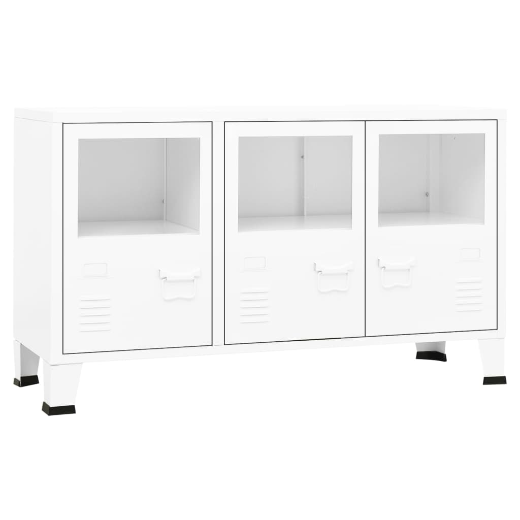 skænk 105x35x62 cm metal og glas hvid