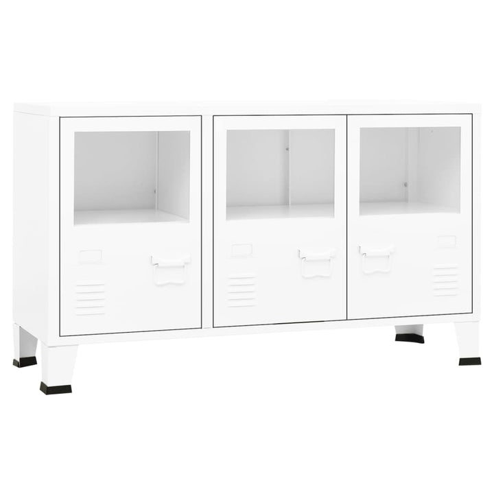 skænk 105x35x62 cm metal og glas hvid