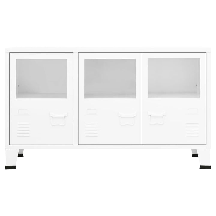 skænk 105x35x62 cm metal og glas hvid