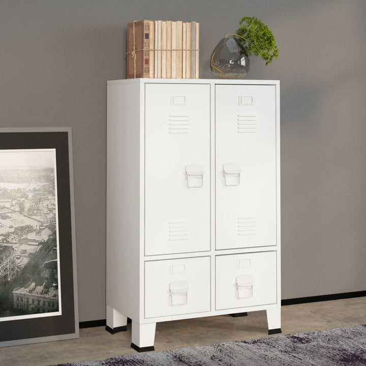 industrielt klædeskab 67x35x107 cm stål hvid