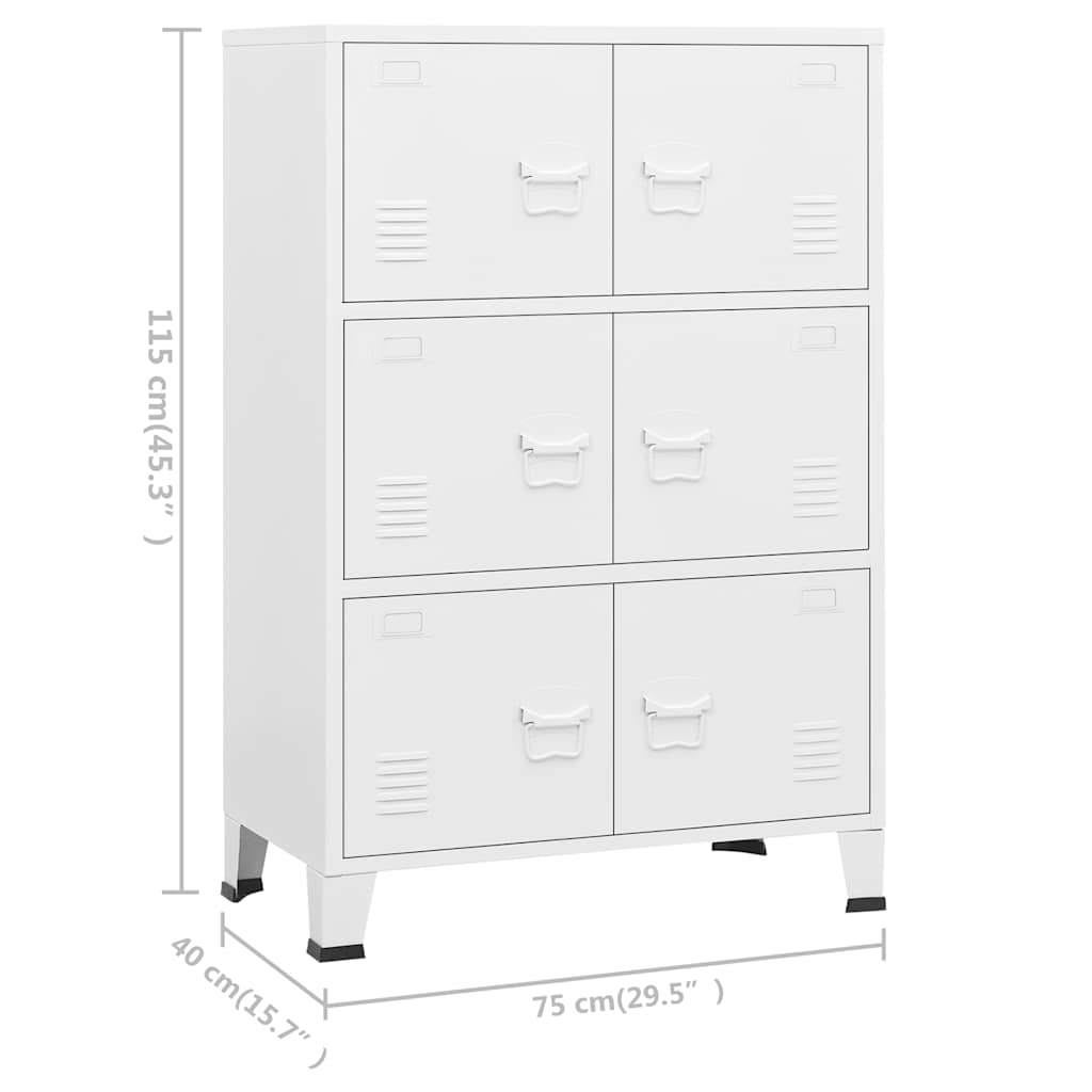 industrielt opbevaringsskab 75x40x115 cm stål hvid