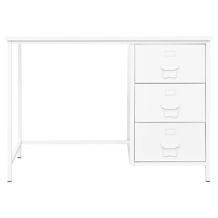 industrielt skrivebord med skuffer 105x52x75 cm stål hvid