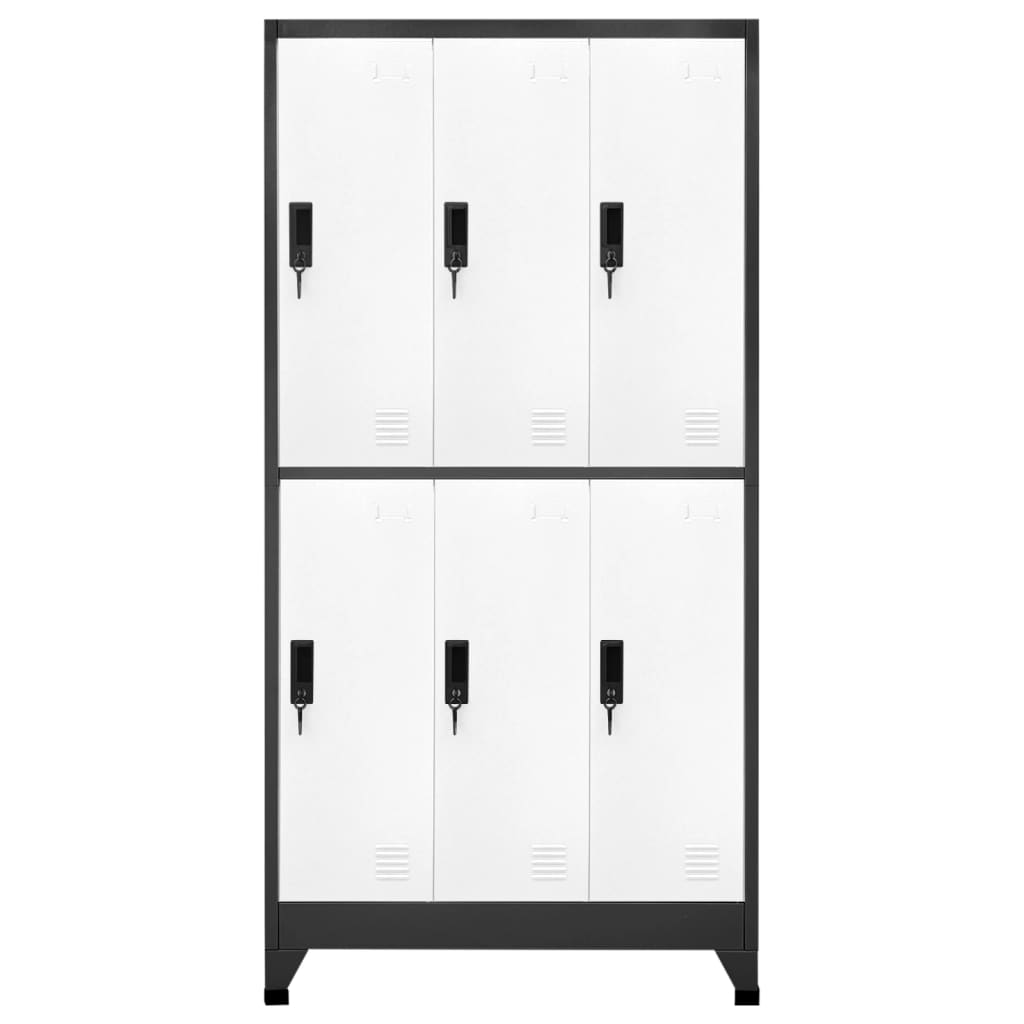 skab 90x45x180 cm stål antracitgrå og hvid