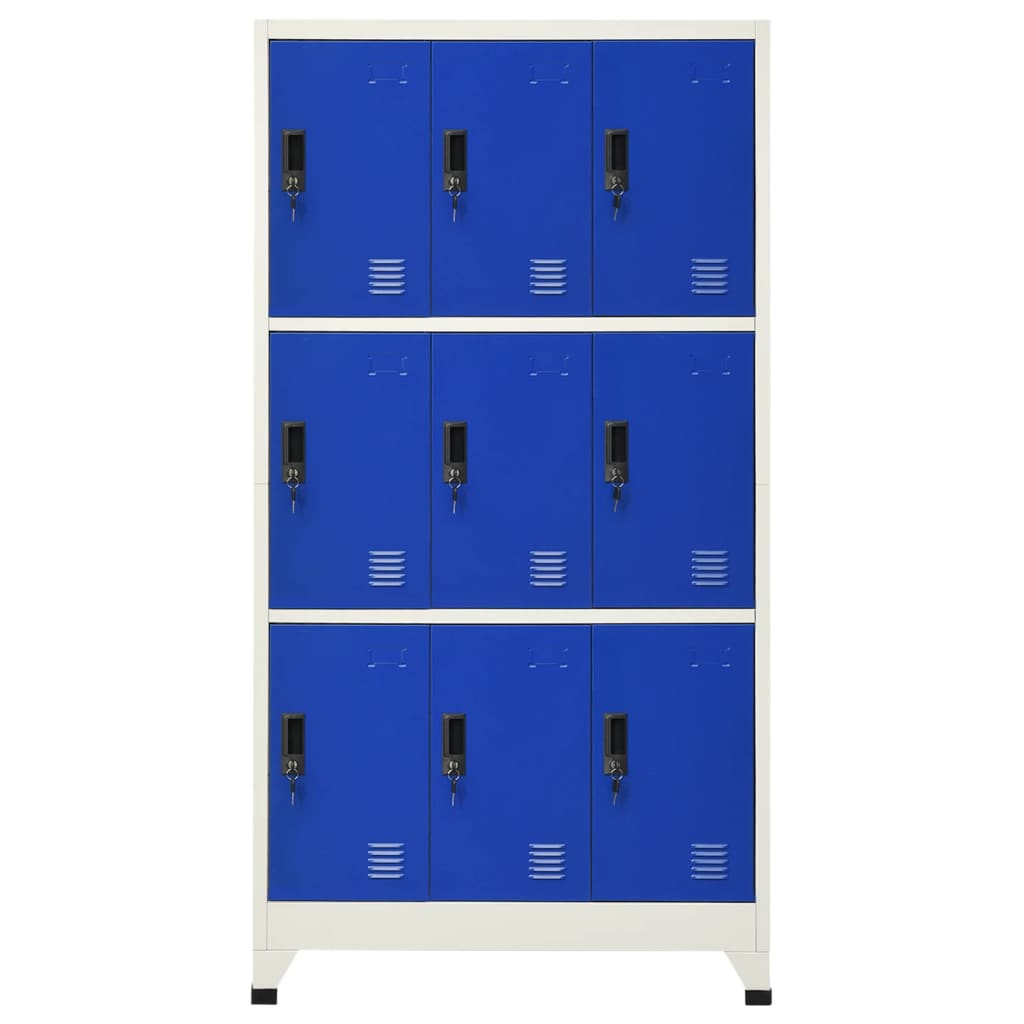 skab 90x45x180 cm stål grå og blå