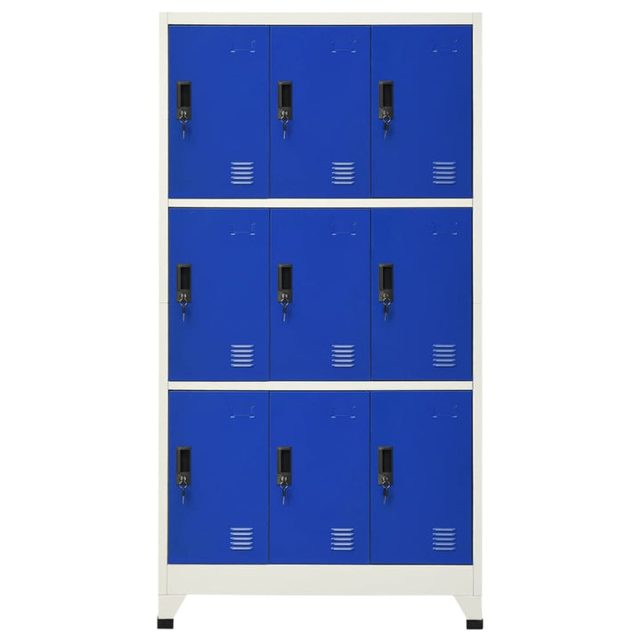 skab 90x45x180 cm stål grå og blå