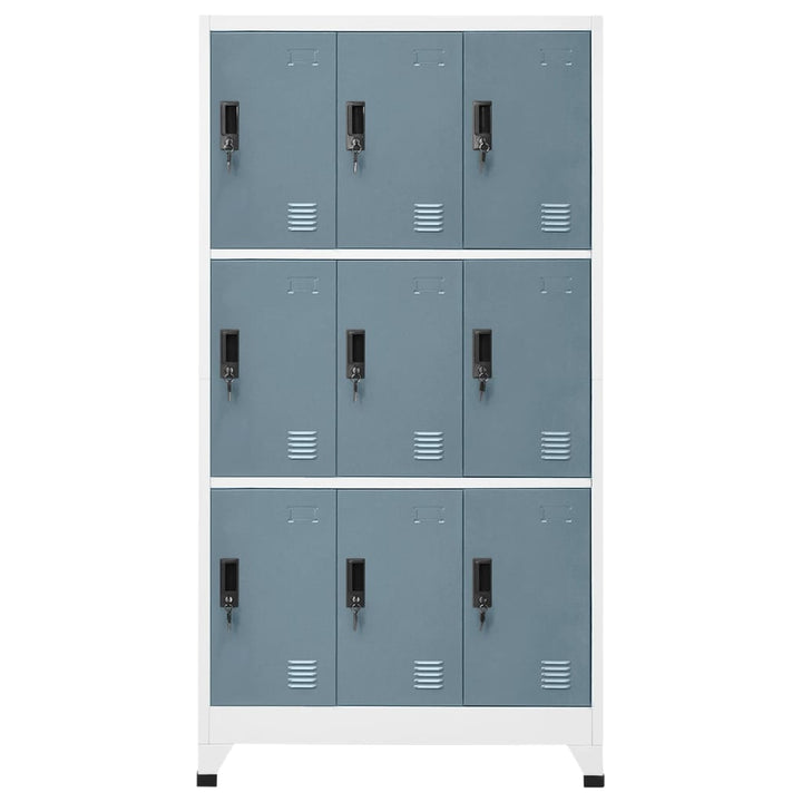 skab 90x45x180 cm stål lysegrå og mørkegrå