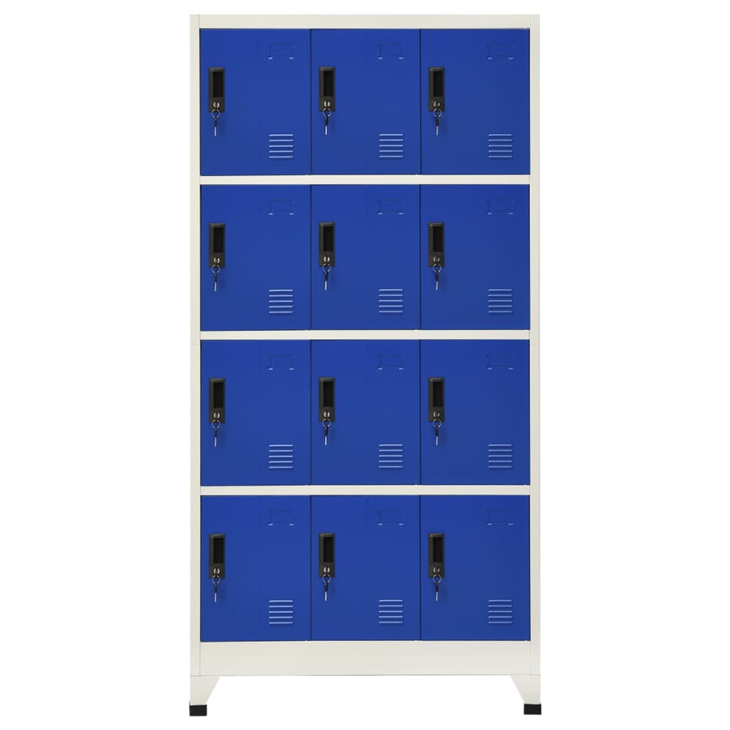 skab 90x45x180 cm stål grå og blå
