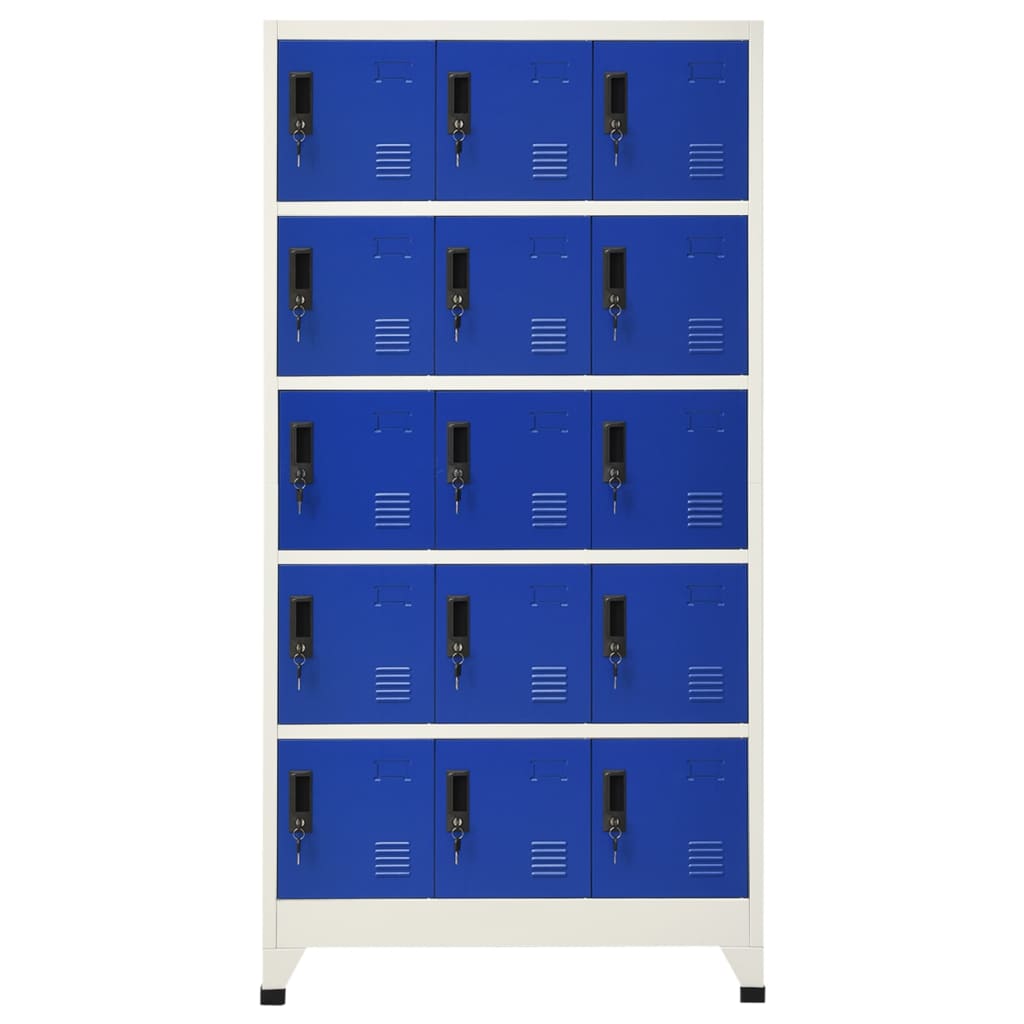skab 90x40x180 cm stål grå og blå