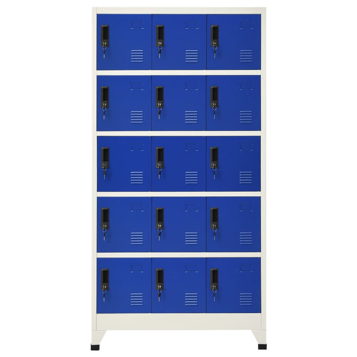 skab 90x40x180 cm stål grå og blå
