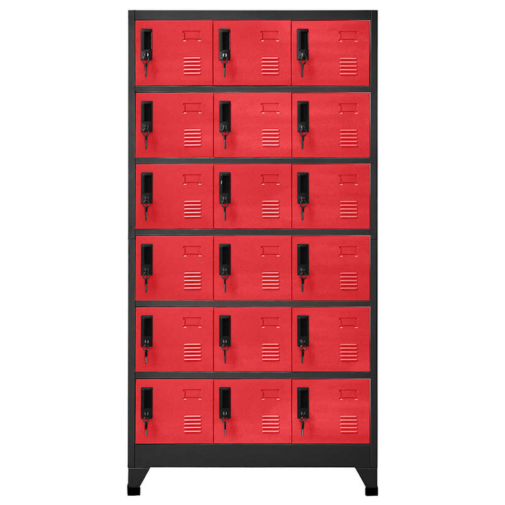 skab 90x40x180 cm stål antracitgrå og rød