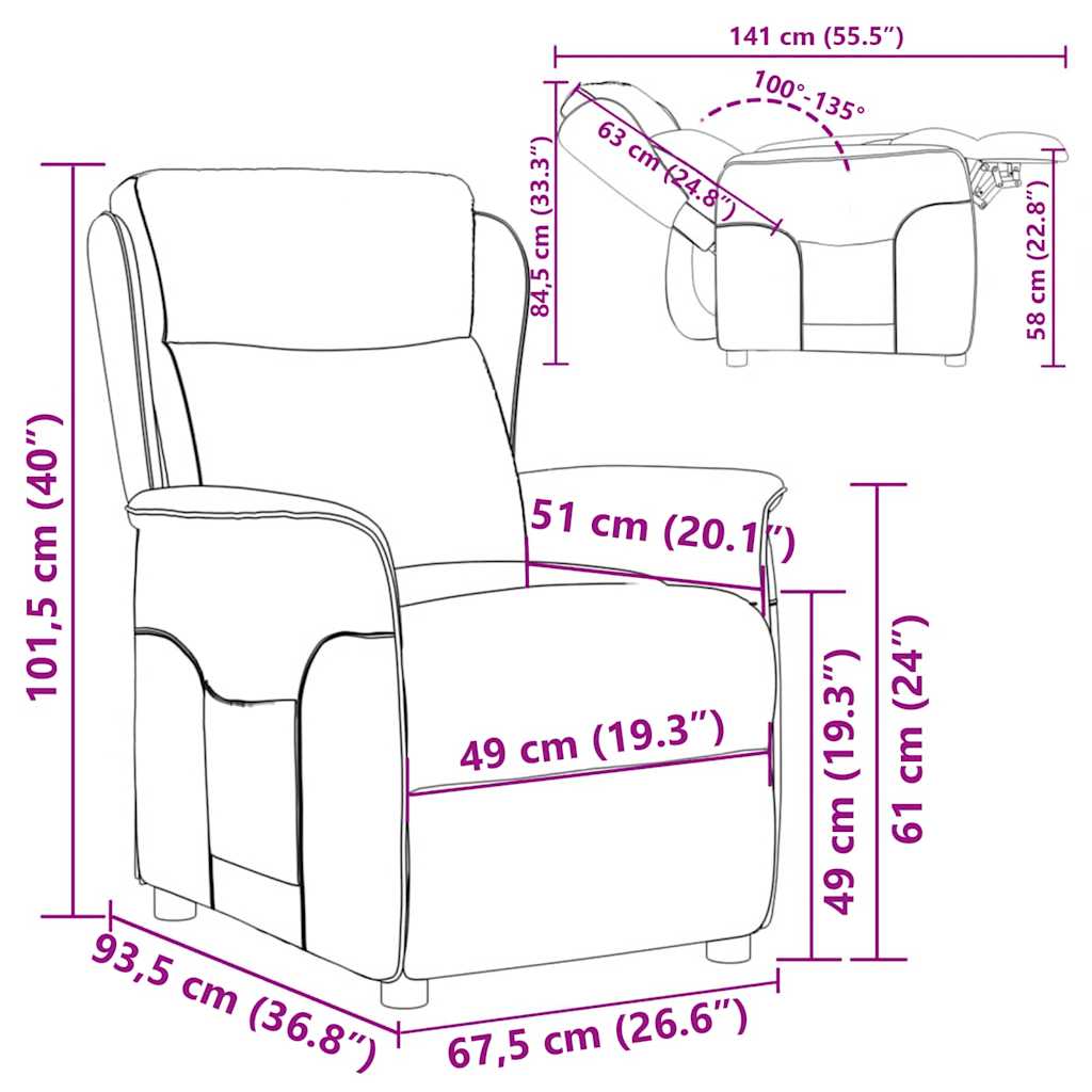 Liggestol Creme 67.5 x 93.5 x 101.5 cm Stof