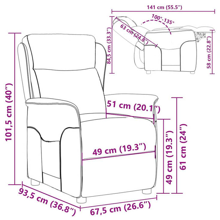 Liggestol Creme 67.5 x 93.5 x 101.5 cm Stof