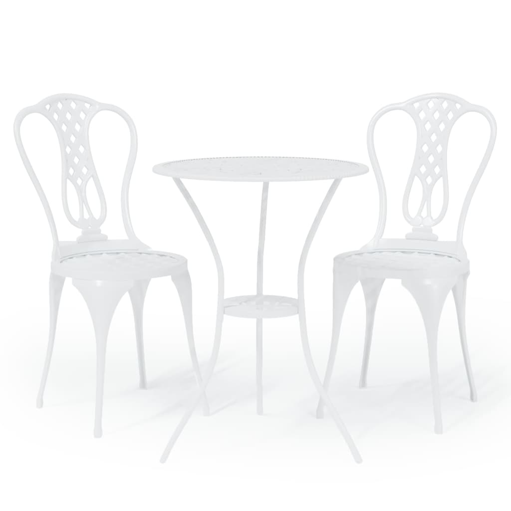 bistrosæt 3 dele støbt aluminium hvid