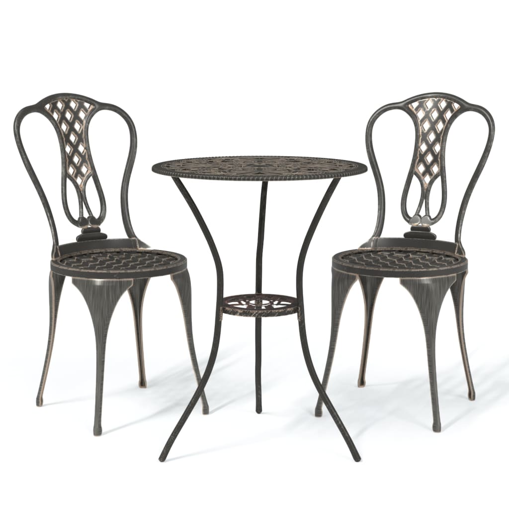 bistrosæt 3 dele støbt aluminium bronzefarvet