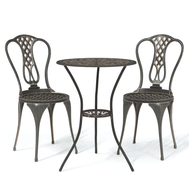 bistrosæt 3 dele støbt aluminium bronzefarvet