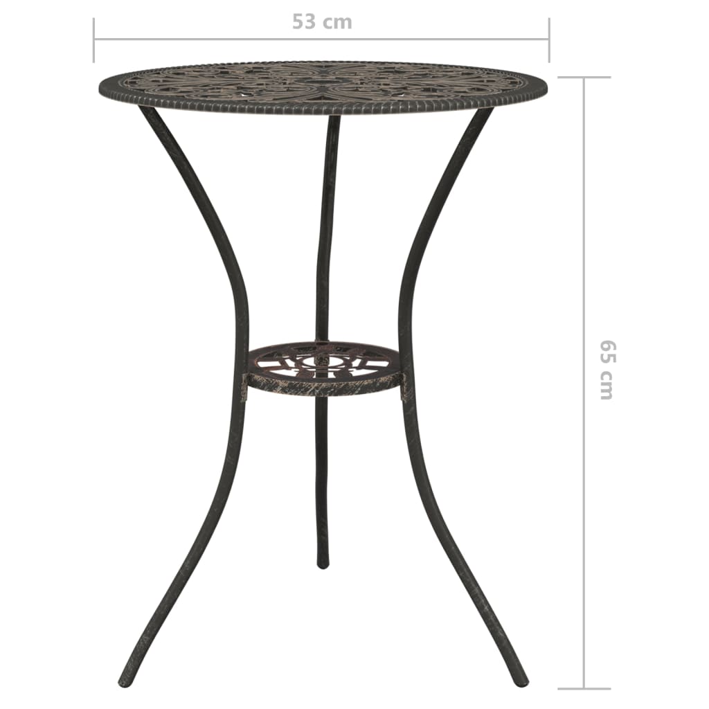bistrosæt 3 dele støbt aluminium bronzefarvet