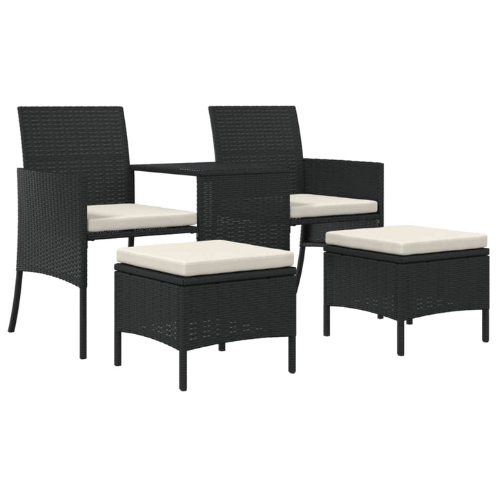 2-personers havesofa med bord og skamler polyrattan sort