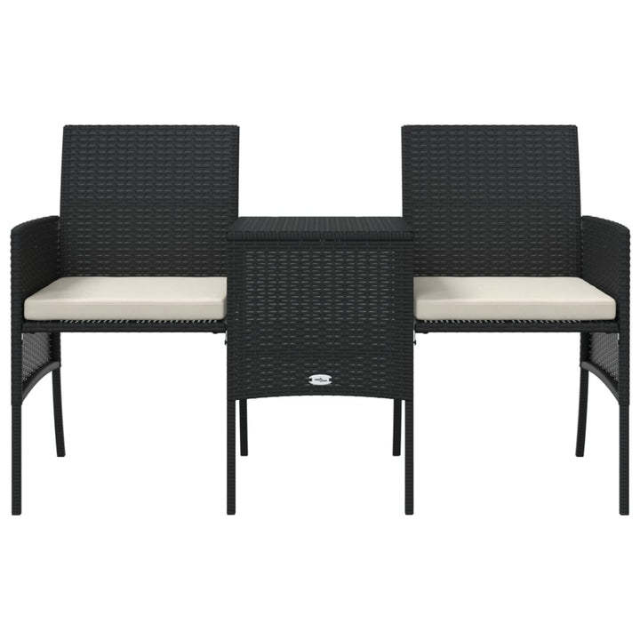 2-personers havesofa med bord og skamler polyrattan sort