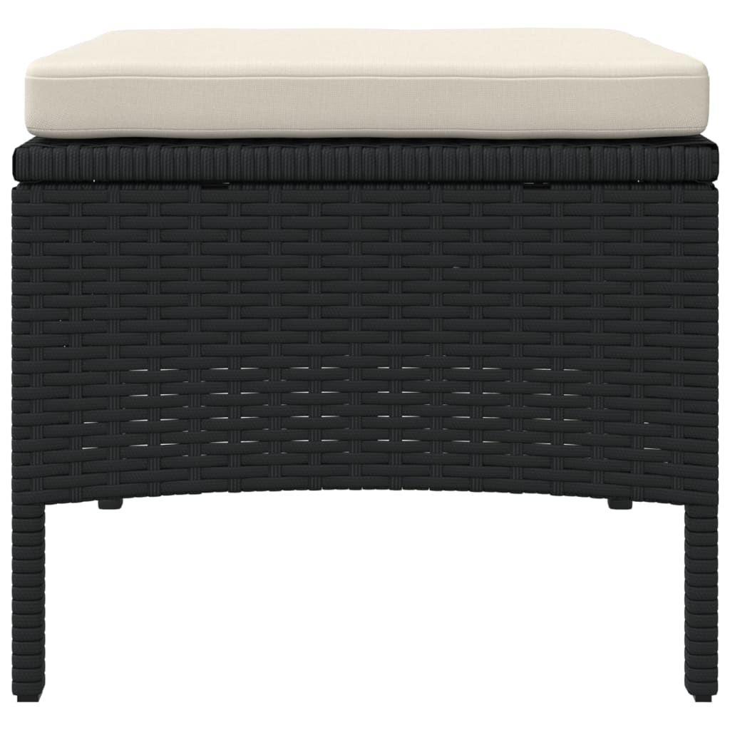 2-personers havesofa med bord og skamler polyrattan sort