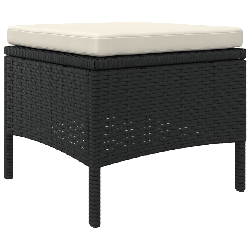 2-personers havesofa med bord og skamler polyrattan sort