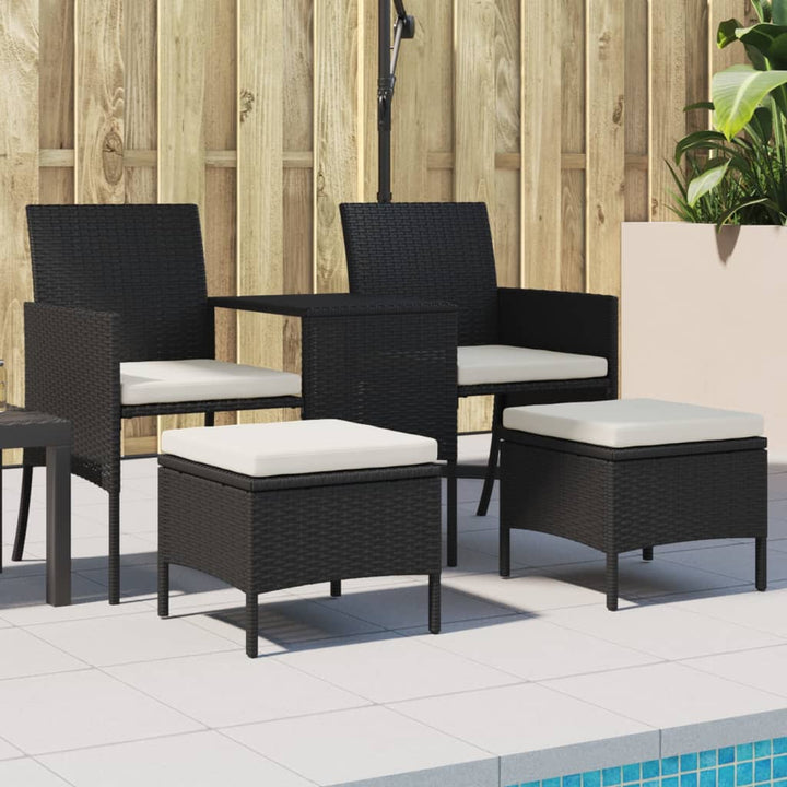 2-personers havesofa med bord og skamler polyrattan sort