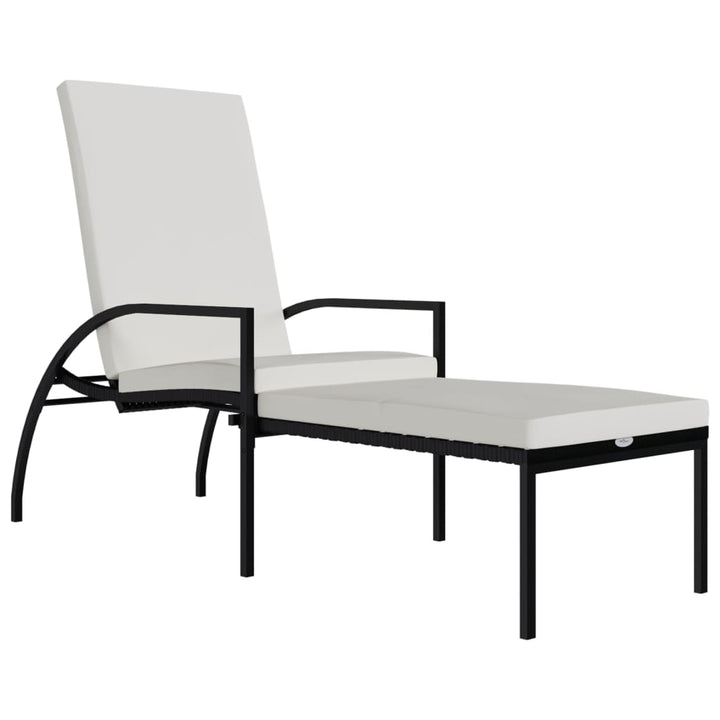 liggestol med fodskammel polyrattan sort