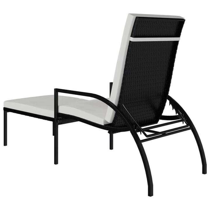 liggestol med fodskammel polyrattan sort