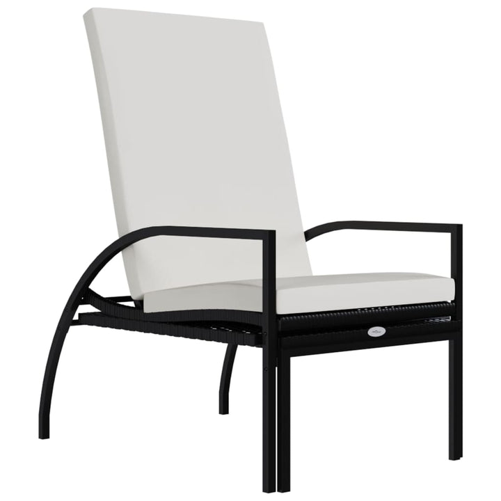 liggestol med fodskammel polyrattan sort