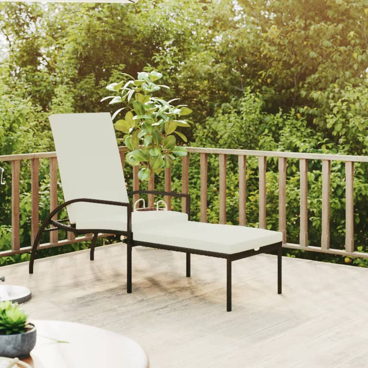 liggestol med fodskammel polyrattan sort