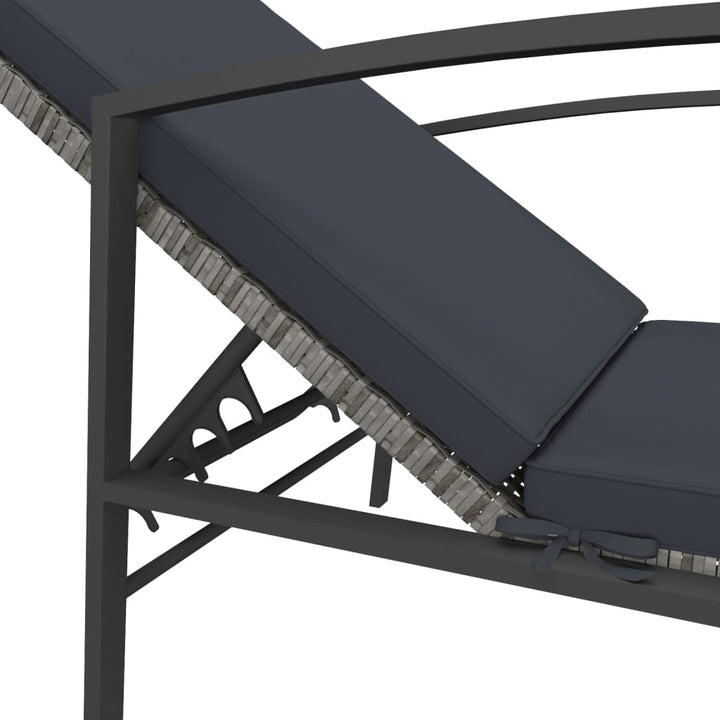 liggestol med hynde polyrattan grå