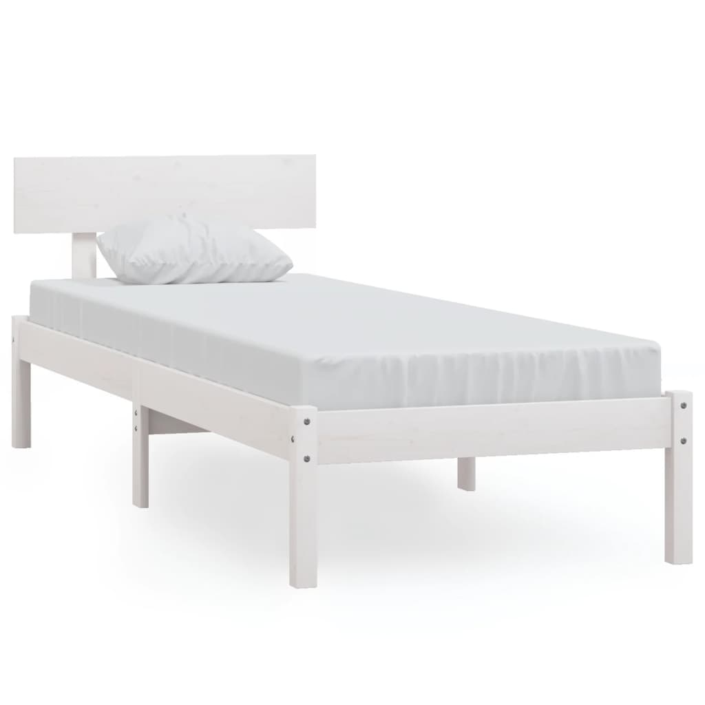 sengestel 90x200 cm massivt fyrretræ hvid