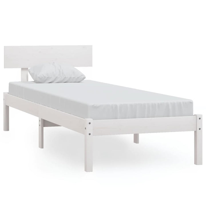 sengestel 90x200 cm massivt fyrretræ hvid