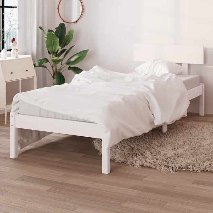 sengestel 90x200 cm massivt fyrretræ hvid