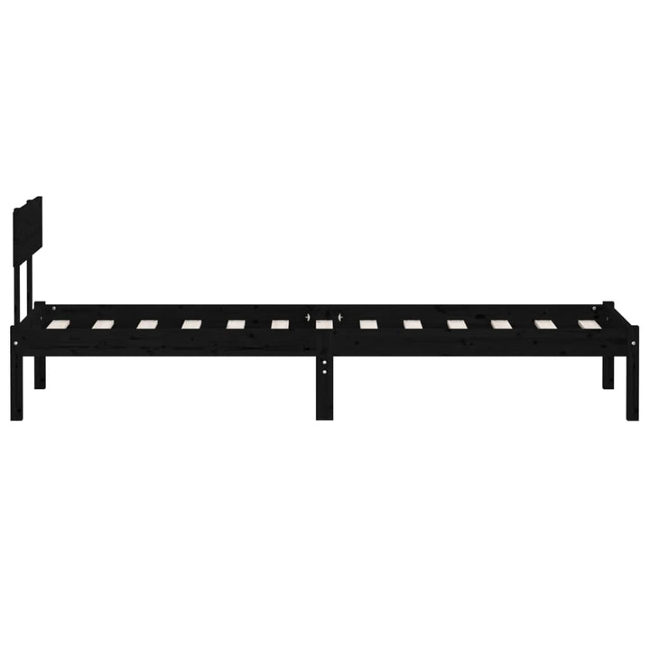 sengestel 90x200 cm massivt fyrretræ sort