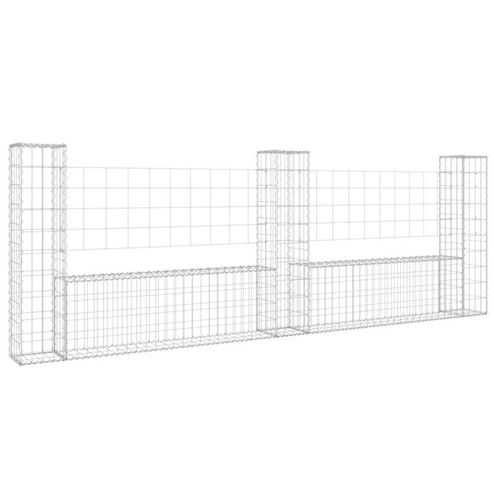 gabionkurv med 3 stolper 260x20x100 cm U-facon jern