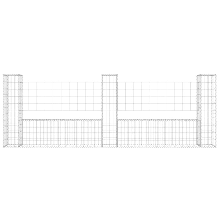 gabionkurv med 3 stolper 260x20x100 cm U-facon jern