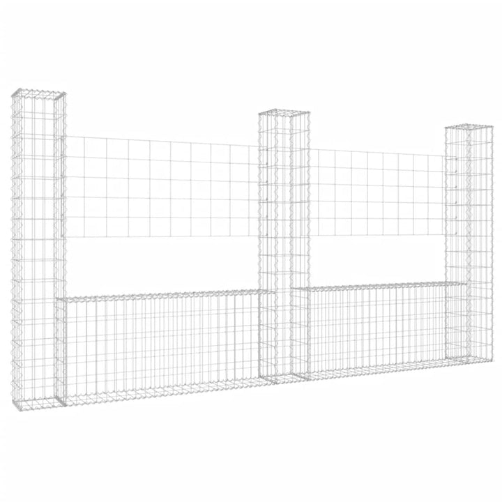 gabionkurv med 3 stolper 260x20x150 cm U-facon jern