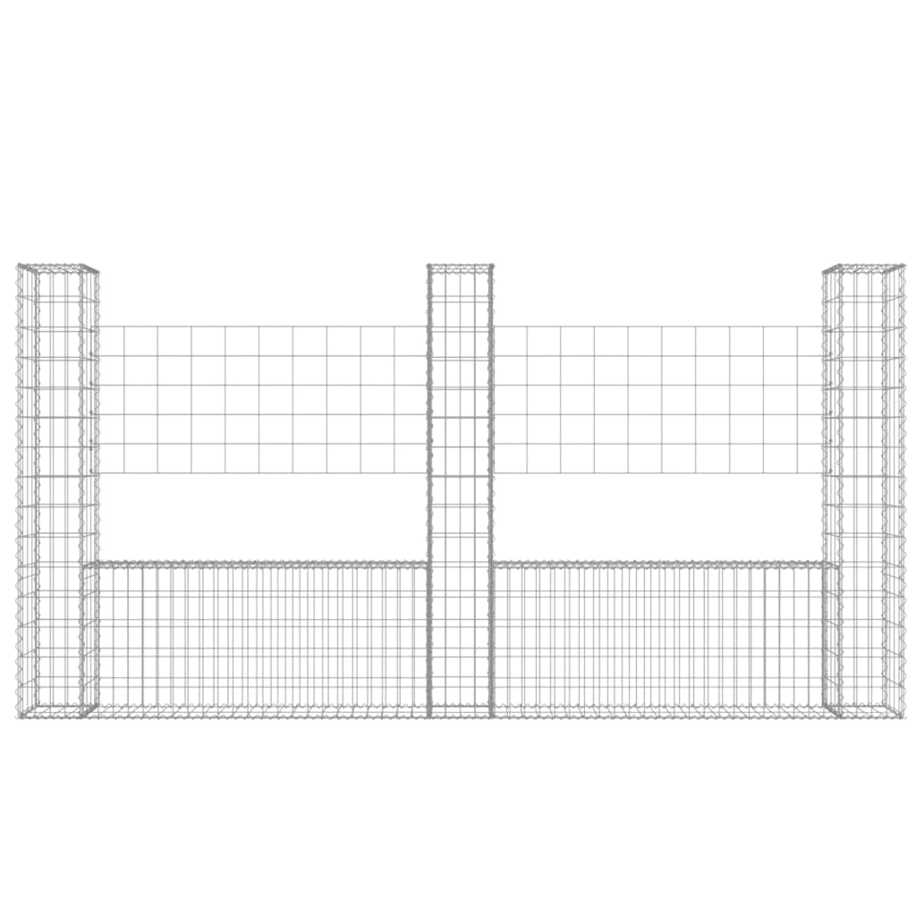 gabionkurv med 3 stolper 260x20x150 cm U-facon jern