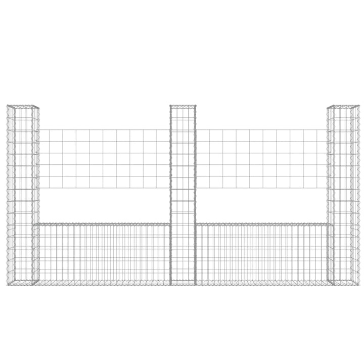 gabionkurv med 3 stolper 260x20x150 cm U-facon jern