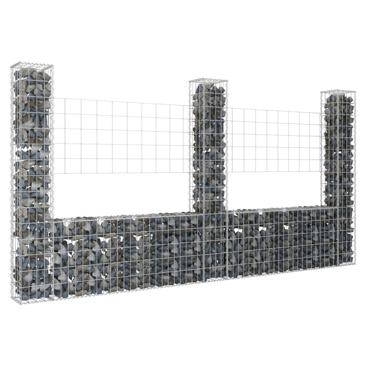 gabionkurv med 3 stolper 260x20x150 cm U-facon jern