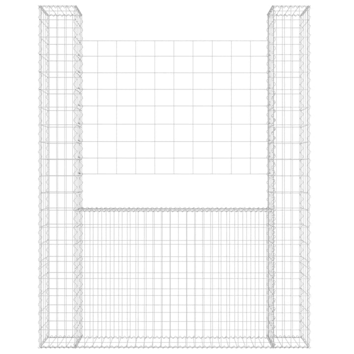 gabionkurv med 2 stolper 140x20x200 cm U-facon jern