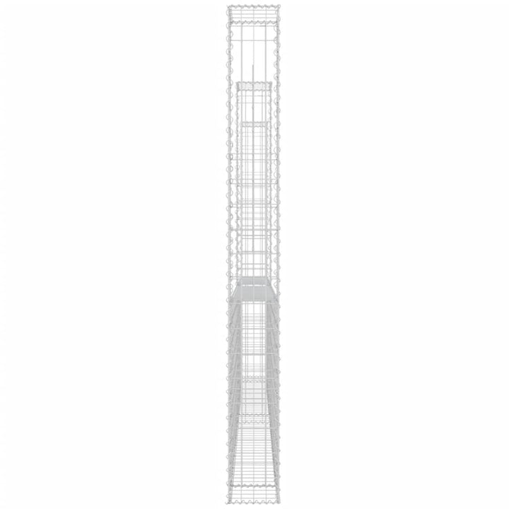 gabionkurv med 2 stolper 140x20x200 cm U-facon jern