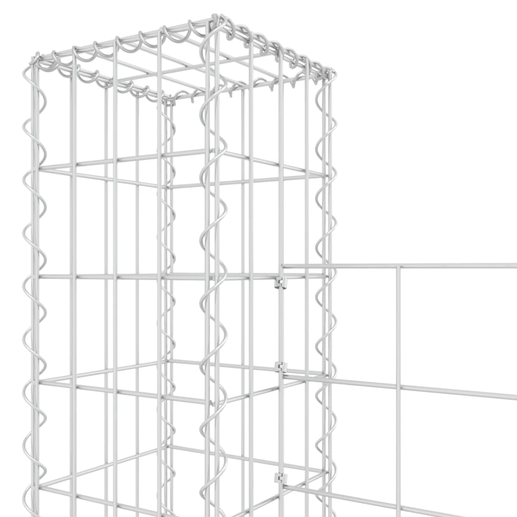 gabionkurv med 2 stolper 140x20x200 cm U-facon jern