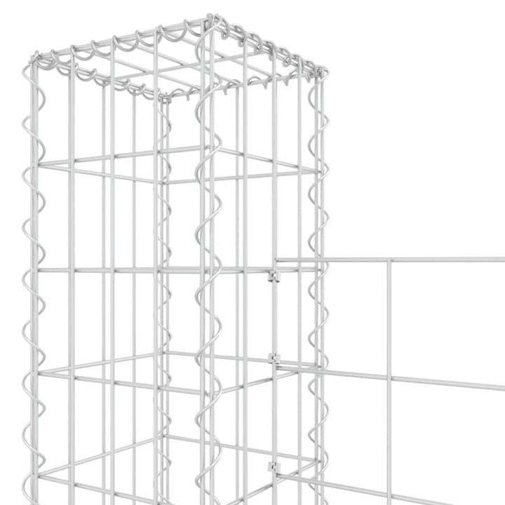 gabionkurv med 2 stolper 140x20x200 cm U-facon jern
