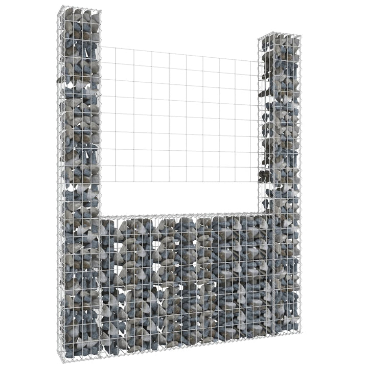 gabionkurv med 2 stolper 140x20x200 cm U-facon jern