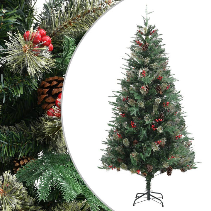 juletræ med grankogler 225 cm PVC & PE grøn